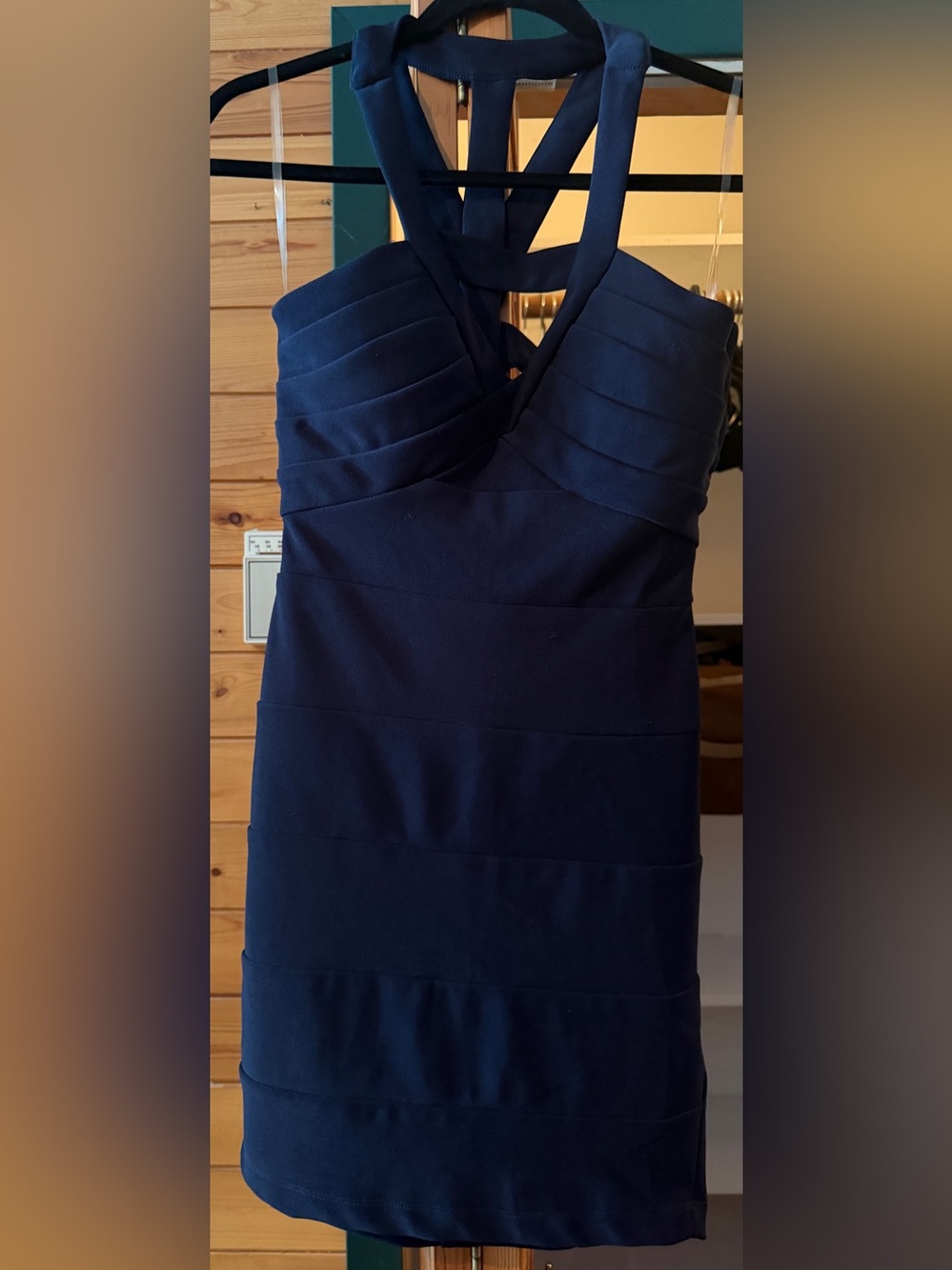 Emerald Sundae Navy Halter Bandage Mini Dress